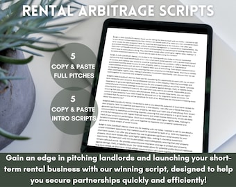 Short Term Rental Arbitrage Scripts, Rental Arbitrage Scripts, Pitch Scripts to Landlord, Passive Income, Arbitrage Exchanges and Scripts