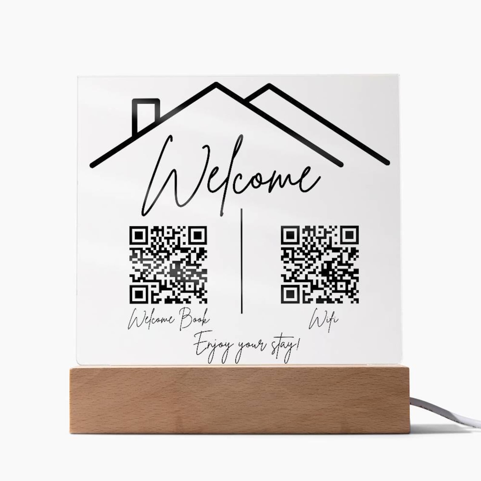 Acrylic Rental Welcome Sign: Wifi QR Code, House Shape - Etsy
