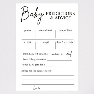 Vorhersagen und Ratschläge für Babyparty, Geschlechtsvorhersage, druckbares PDF-Dokument