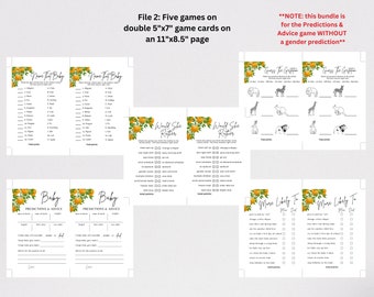 Cuties Theme Baby Shower, 5 Game Baby Shower Bundle, NO Gender Prediction, Printable PDF Document