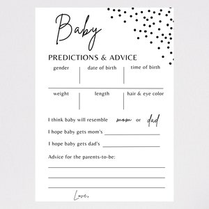Polka Dot Theme Baby Shower, Predictions and Advice Game For Baby Shower, Gender Prediction, Printable PDF Document