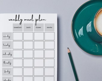 Printable Healthy Living Planning Sheets, Grey Planner Pages | Weight-loss Planner