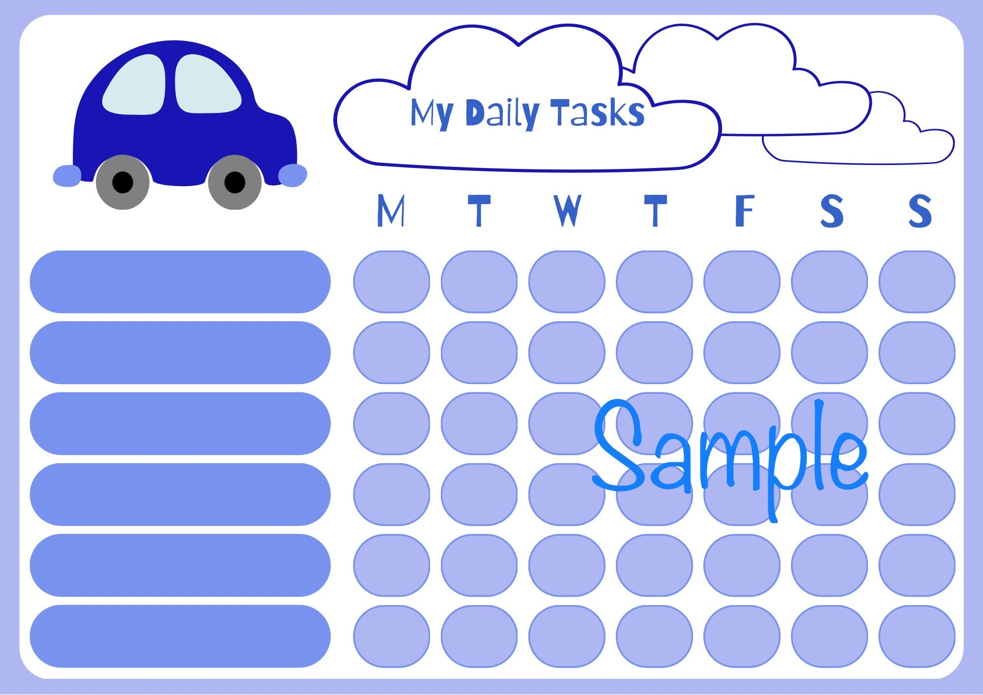 Printable Childrens Daily Task Chart - Etsy