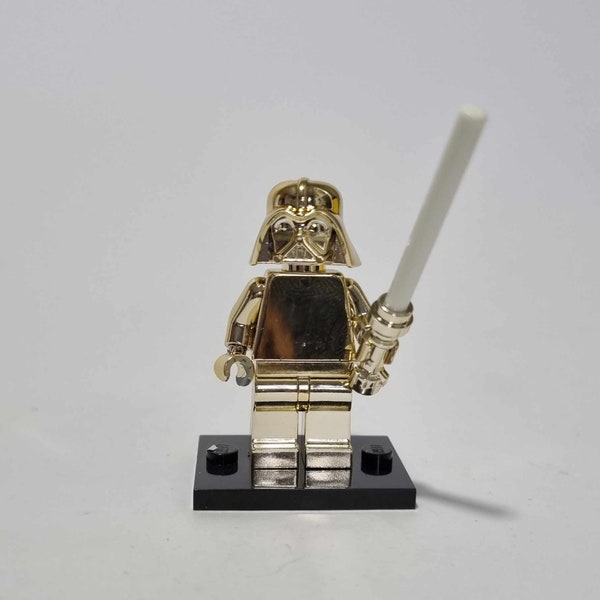 Lego Chrome Gold Mini-figures Darth Vader  with Lightsaber glow in dark Star Wars