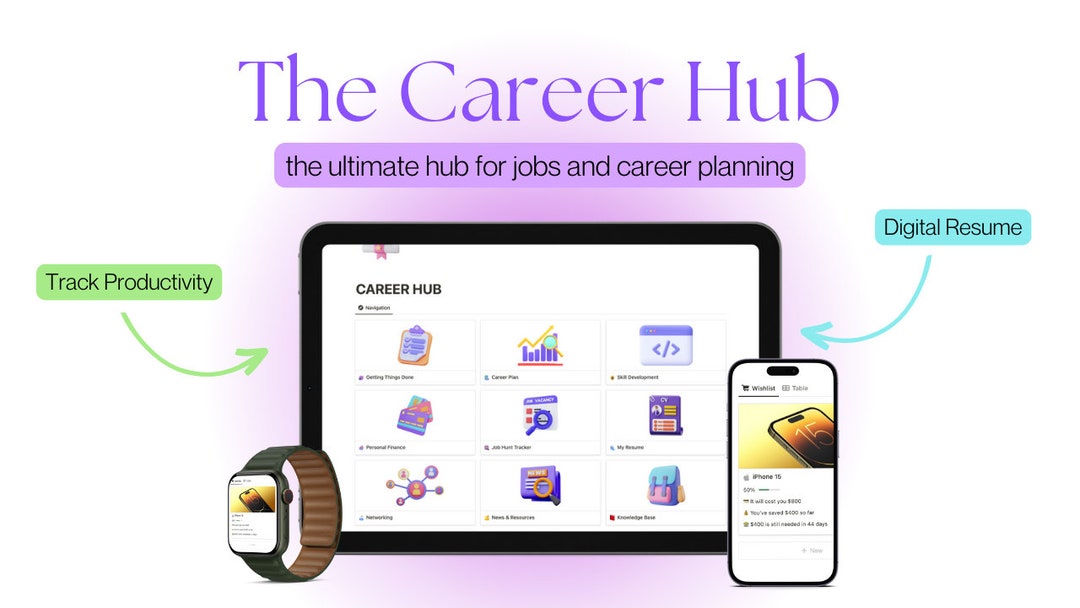 Digital Career Hub Notion Template Minimalist Career - Etsy