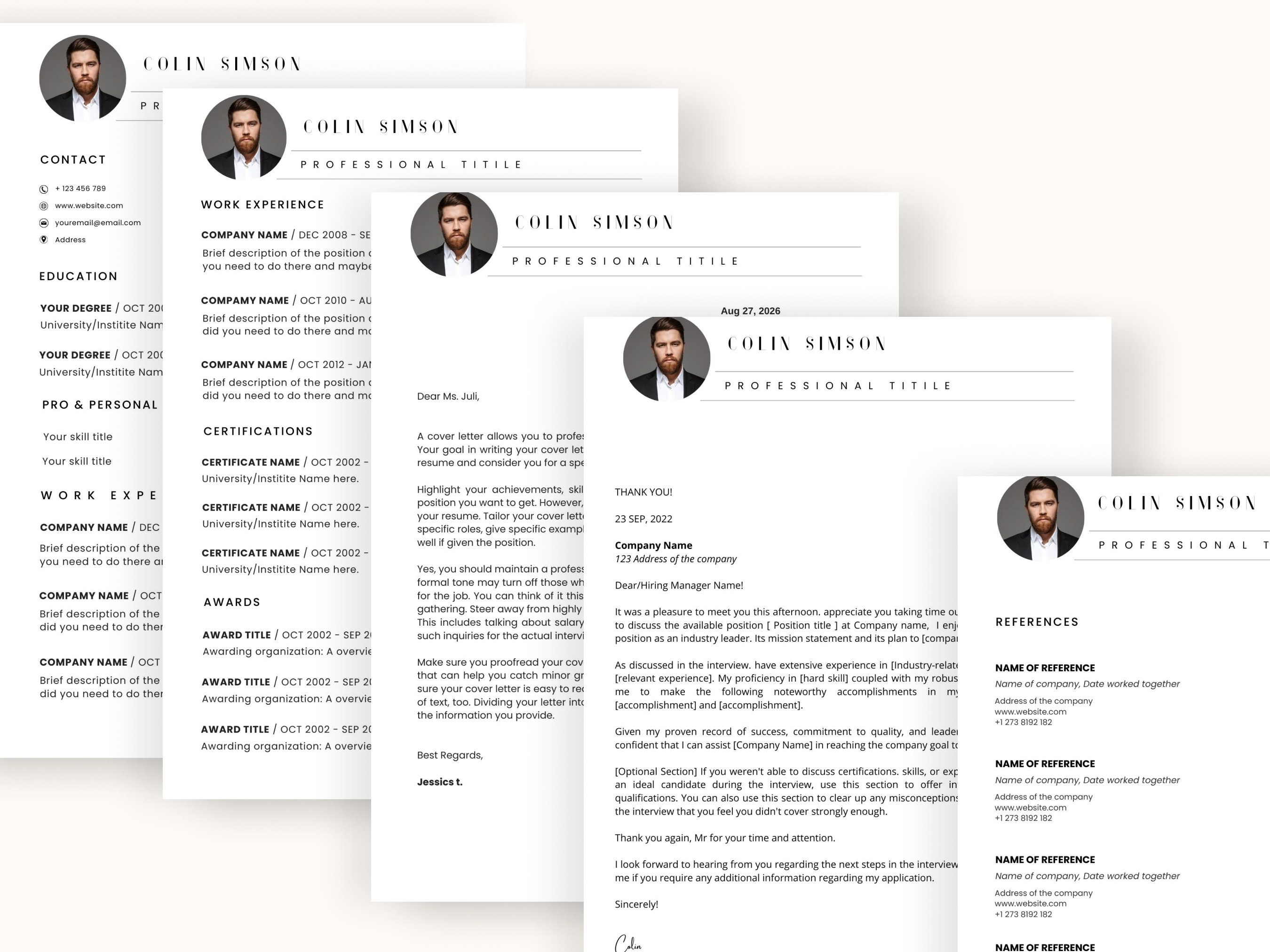 Modern Resume Template With Photo, 2023 Resume Cover Letter Template, Professional Resume