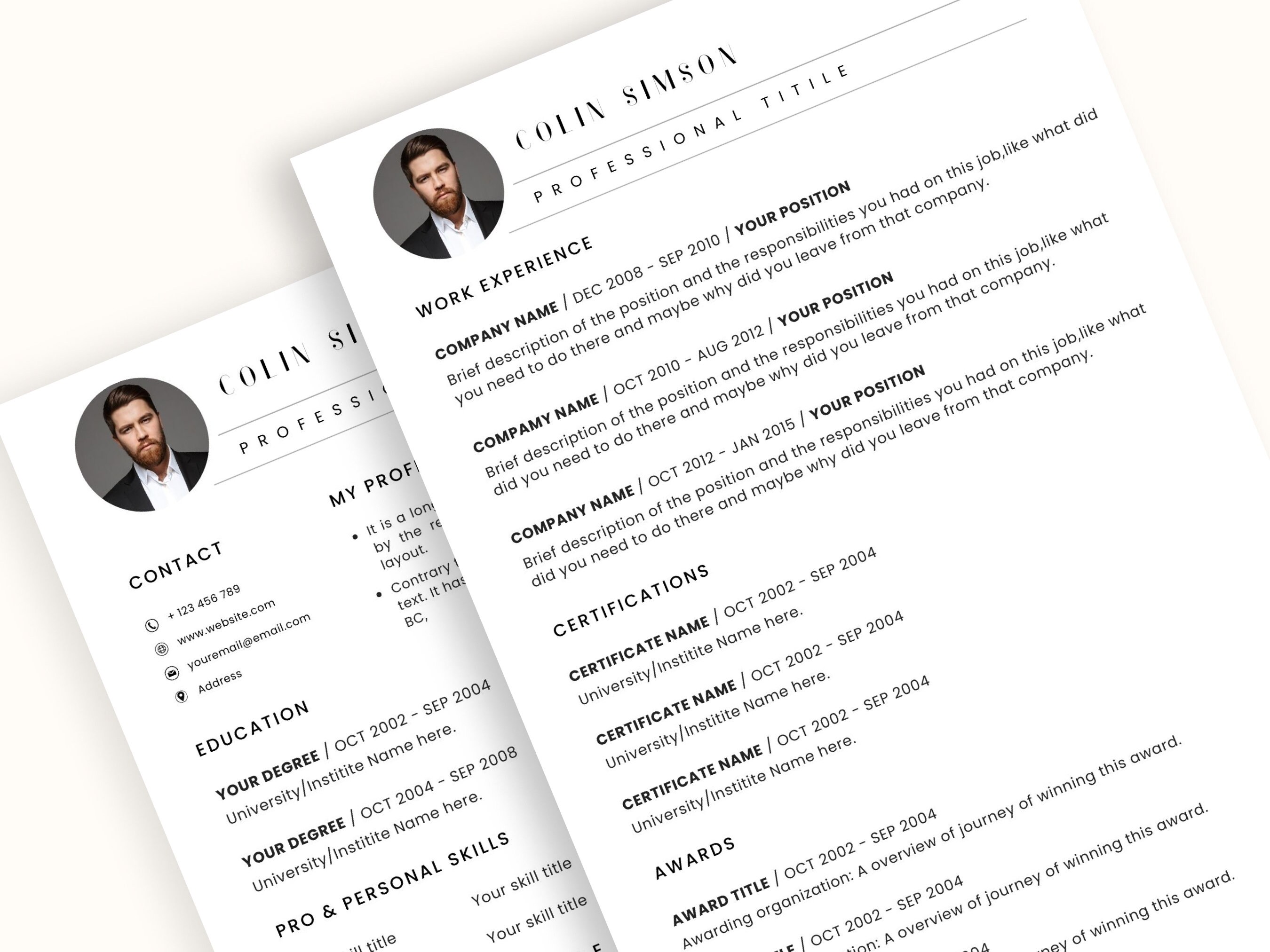 Modern Resume Template With Photo, 2023 Resume Cover Letter Template, Professional Resume