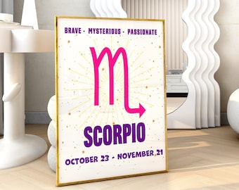 Poster del segno zodiacale dello Scorpione: arte murale astrologica