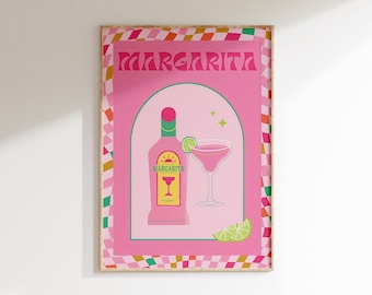 Stampa cocktail Margarita retrò: arredamento colorato per carrello bar