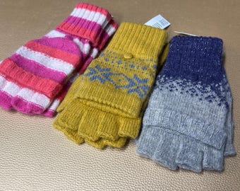 Knitted Fingerless Mittens | Colourful Winter Gloves | Cosy Wool-Blend Knit with Nordic & Stripe Patterns | Gift for Her