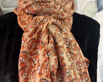 Beige Floral Scarf
