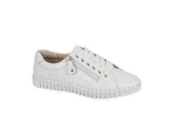 Genuine Leather Comfort Range Trainers - White
