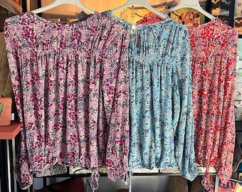 Floral Long Sleeve Summer Blouse - Ladies Fashion Clothing
