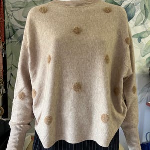 Spotty Scoop Neck Soft Knit Jumper - Beige
