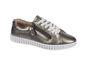 Genuine Leather Comfort Range Trainers - Metallic Copper Metal