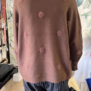 Spotty Scoop Neck Soft Knit Jumper - Mocha Brown