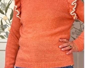 Coral Knitted Ladies Jumper with Fringe, Woman, Girls, Clothing, Size Medium - One Size Fits Most. UK Dispatch. Long Sleeve.