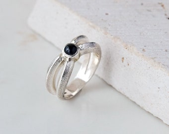One-of-a-Kind Stone Ring on 925 Sterling Silver Band - Unique Design