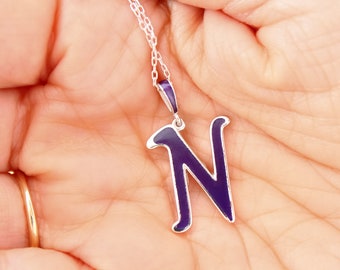 Unique N Monogram Cloisonne Enamel Charm Necklace - Custom Gift Idea