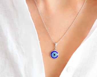 Unique Handcrafted Evil Eye Cloisonne Enamel Charm on 925 Sterling Silver Chain