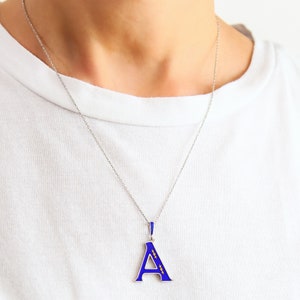 Luxurious Gold-Trimmed A Initial Enamel Necklace Personalized Gift for Her image 1