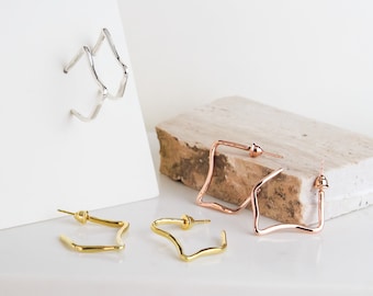 Minimal & Modern Gold Plated Earrings - Handcrafted with 925 Sterling Silver