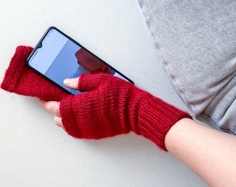 Red fingerless mittens womens. Fingerless gloves womens