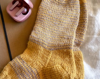 Handmade superwash wool blend  socks, Two-tone wool socks handmade for men or women