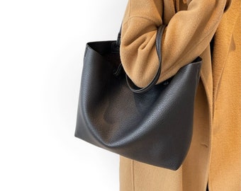 Soft Leather Tote Bag for Women, Vegan Leather Slouch Bag, Shopping Bag Leather Shoulder Bag, Slouchy Bag Hobo Bag, Gift for Gilr/Wife