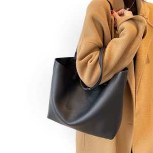 Soft Leather Tote Bag for Women, Vegan Leather Slouch Bag, Shopping Bag Leather Shoulder Bag, Slouchy Bag Hobo Bag, Gift for Gilr/Wife image 1
