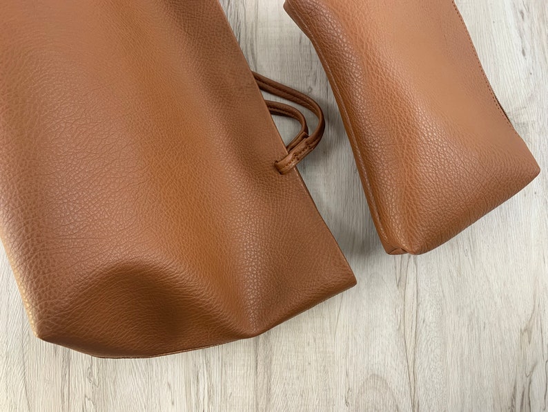 Zacht leer Tote tas voor vrouwen, veganistisch leer slouch tas, boodschappentas lederen schoudertas, slouchy tas hobo tas, cadeau voor Gilr/vrouw afbeelding 8