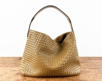 Sac fourre-tout en cuir végétalien, sac à provisions tissé, sac à bandoulière en cuir tressé, sac fourre-tout en cuir tressé, cadeau d'anniversaire pour elle