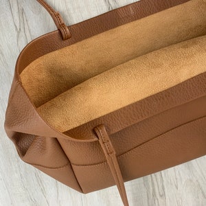 Zacht leer Tote tas voor vrouwen, veganistisch leer slouch tas, boodschappentas lederen schoudertas, slouchy tas hobo tas, cadeau voor Gilr/vrouw afbeelding 6