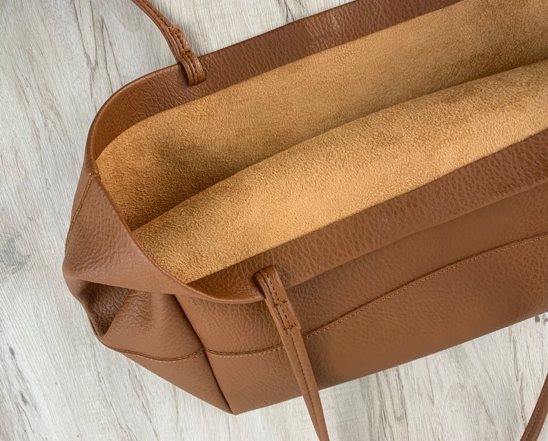 Soft Leather Tote Bag for Women, Vegan Leather Slouch Bag, Shopping Bag Leather Shoulder Bag, Slouchy Bag Hobo Bag, Gift for Gilr/Wife image 6
