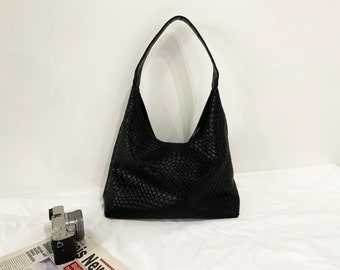 PU Leather Woven Tote Bag for Women, Woven Shoulder Bag, Shopping Bag Daily Bag for Lady, Valentine's Day Gift for Wife/Girlfriend/Her