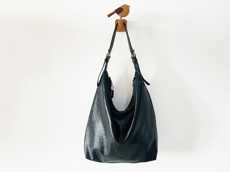 Handmade Leather Tote Bag, Vegan Leather Shoulder Bag, Leather Top Hand Bag, Shopping Bag, Slouchy Bag Hobo Bag, Gift for Mother's Day zdjęcie 2