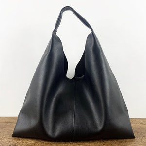 Soft Leather Tote Bag for Women, Vegan Leather Slouch Bag, Shopping Bag Leather Shoulder Bag for Girl, Hobo Bag, Daily Hnadbag for Girl zdjęcie 2