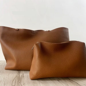 Zacht leer Tote tas voor vrouwen, veganistisch leer slouch tas, boodschappentas lederen schoudertas, slouchy tas hobo tas, cadeau voor Gilr/vrouw afbeelding 4