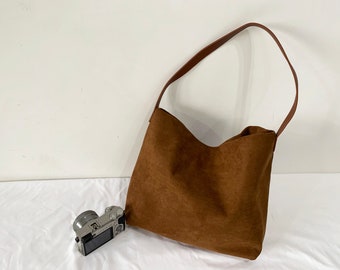 Retro Suede Tote Bag for Women, Soft Shoulder Bag Slouchy Bag, Daily Shopping Bag for Lady, Mother's Day Gift for Her