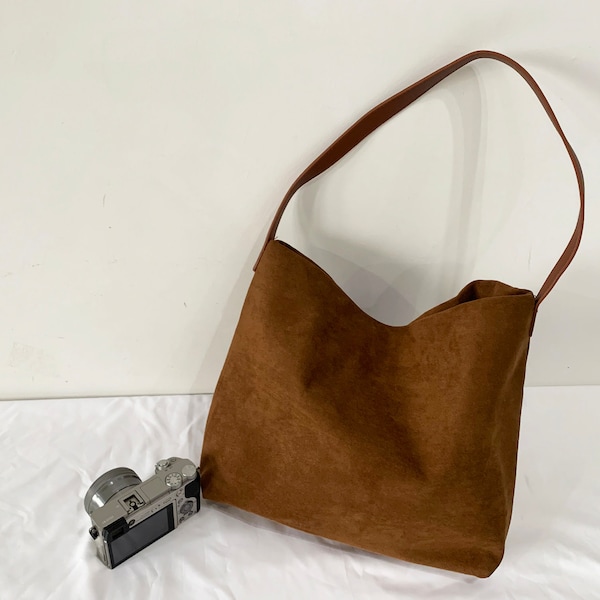 Retro Suede Tote Bag for Women, Soft Shoulder Bag Slouchy Bag, Daily Shopping Bag for Lady, Mother's Day Gift for Her