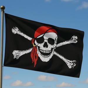 Pirate flag made of polyester - 90 x 150 cm - flag with brass eyelets