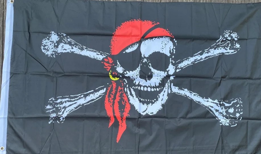 Piratenflagge mit Totenkopf schwarz-weiß 152x91cm , günstige