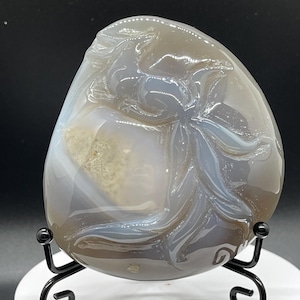 Nine-Tailed Fox Agate Crystal Carving | Natural Stone Figurine for Luck & Protection