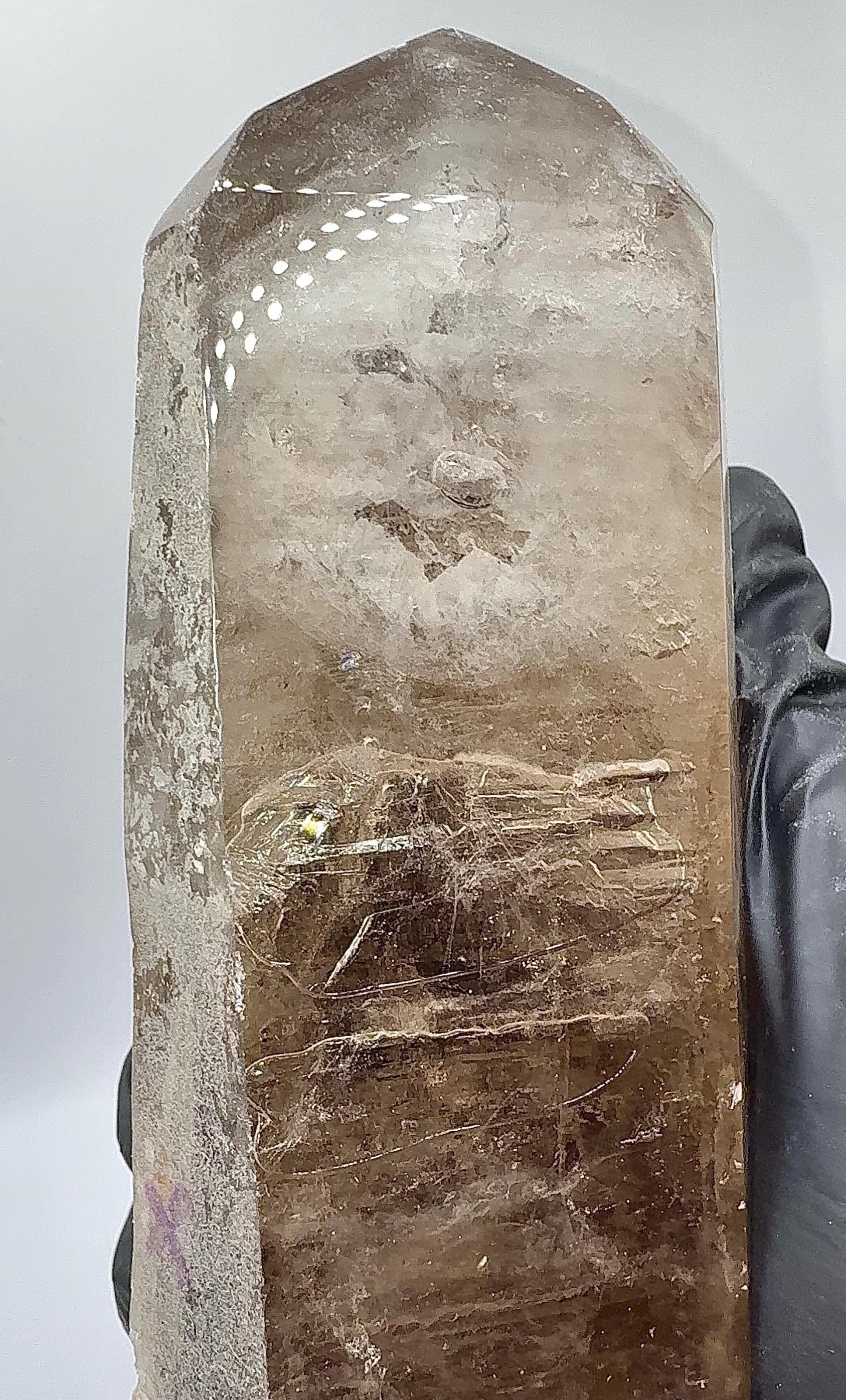 Smoky Quartz Enhydro: 9-inch Crystal with Ancient Water Bubbles