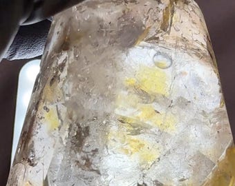 Golden Healer Enhydro Quartz | Rare Crystal with Moving Water Bubble | Natural Collector’s Specimen
