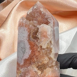 Pink Druzy Flower Agate Tower | Sakura Agate Tower | Pink Cherry Agate | Natural Polished Agate Crystal Tower for Collection & Display