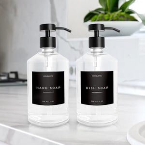 Clear Glass Soap Dispenser Set: Refillable Kitchen & Bath Bottles