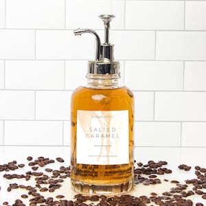 Silver Coffee Syrup Dispenser Set: Glass Bottles, Pumps, Labels