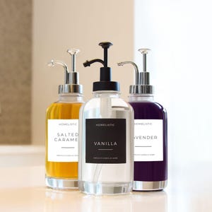 Coffee Syrup Dispenser Bottle Set: Glass Bottles, Pump & Labels