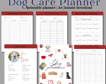 Planificador de cuidado de perros imprimible, adiestramiento de perros, paseo de perros, rastreador de perros, planificador de cuidado de perros, organizador de perros, planificador de perros, planificador de cachorros, diario de perros